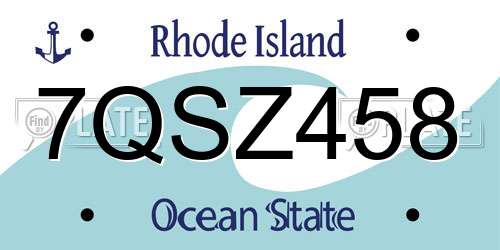 7QSZ458 Rhode Island License Plate