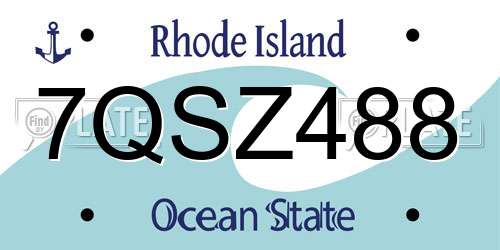 7QSZ488 Rhode Island License Plate