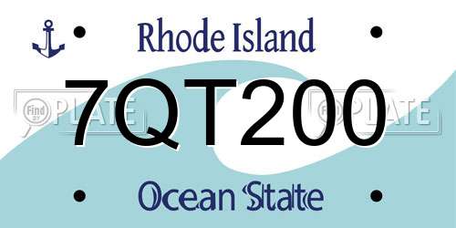 7QT200 Rhode Island License Plate
