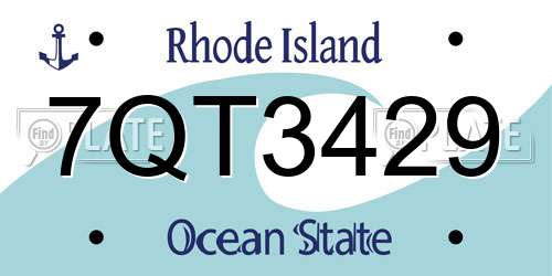 7QT3429 Rhode Island License Plate
