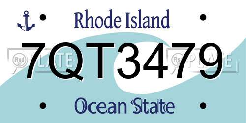 7QT3479 Rhode Island License Plate