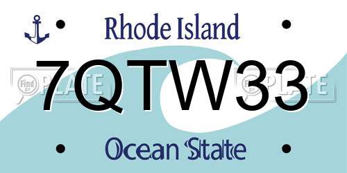 7QTW33 Rhode Island License Plate