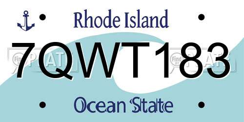 7QWT183 Rhode Island License Plate