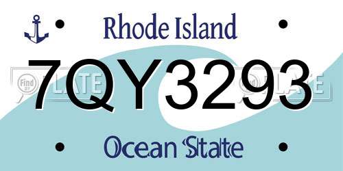 7QY3293 Rhode Island License Plate