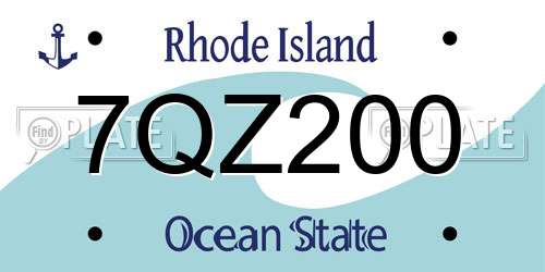 7QZ200 Rhode Island License Plate
