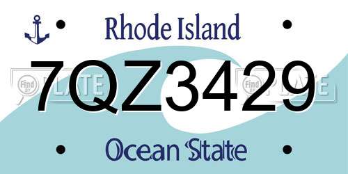 7QZ3429 Rhode Island License Plate