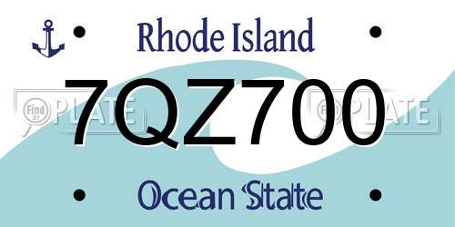 7QZ700 Rhode Island License Plate