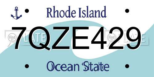 7QZE429 Rhode Island License Plate