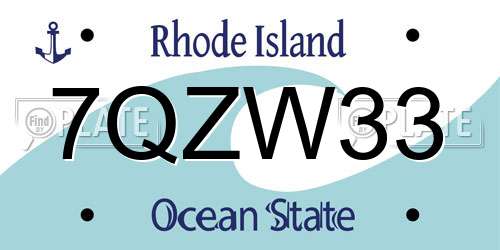7QZW33 Rhode Island License Plate