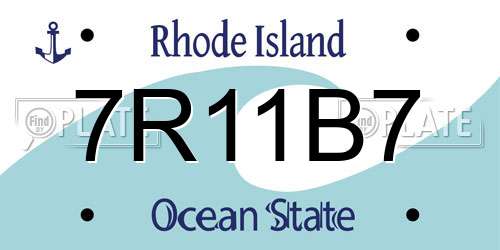 7R11B7 Rhode Island License Plate