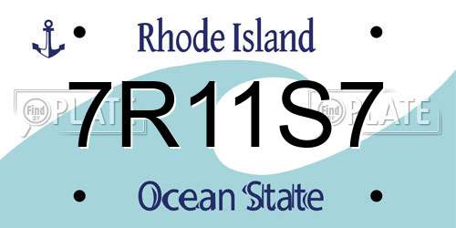 7R11S7 Rhode Island License Plate