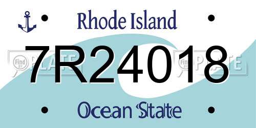 7R24018 Rhode Island License Plate