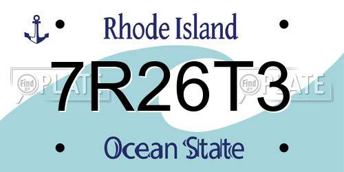 7R26T3 Rhode Island License Plate