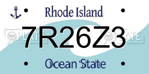 7R26Z3 Rhode Island License Plate