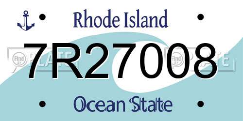 7R27008 Rhode Island License Plate