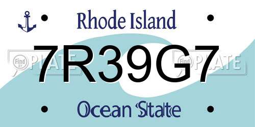 7R39G7 Rhode Island License Plate