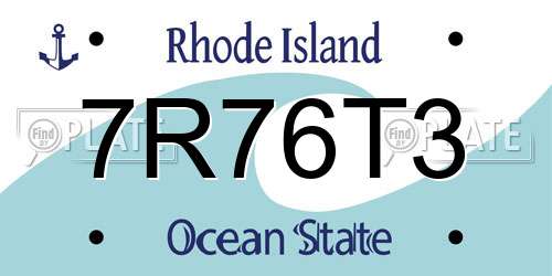 7R76T3 Rhode Island License Plate