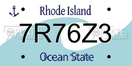 7R76Z3 Rhode Island License Plate