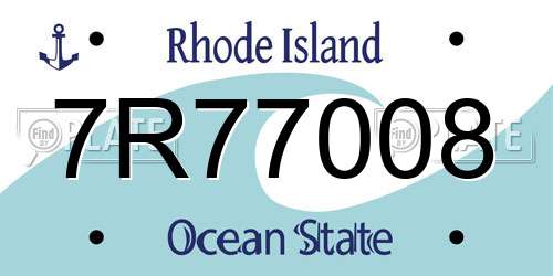 7R77008 Rhode Island License Plate