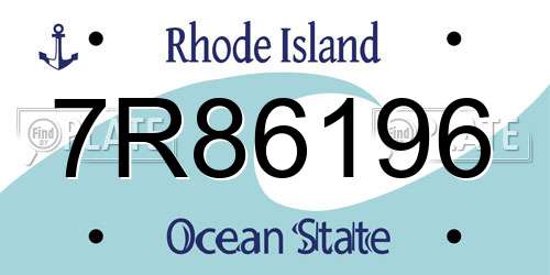 7R86196 Rhode Island License Plate