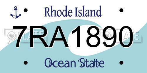 7RA1890 Rhode Island License Plate