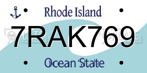 7RAK769 Rhode Island License Plate