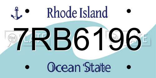 7RB6196 Rhode Island License Plate