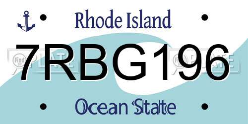 7RBG196 Rhode Island License Plate