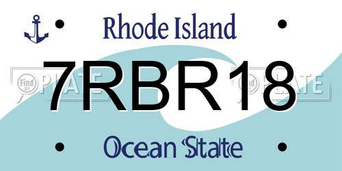 7RBR18 Rhode Island License Plate