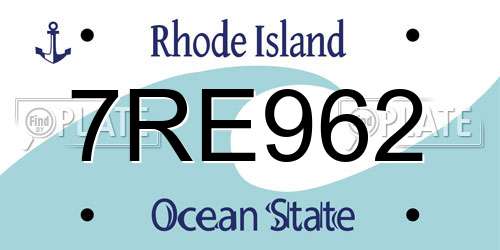 7RE962 Rhode Island License Plate