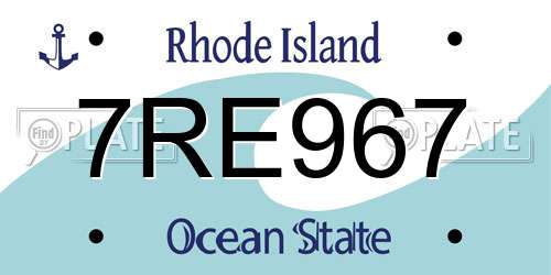7RE967 Rhode Island License Plate