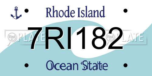 7RI182 Rhode Island License Plate