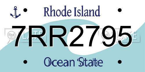 7RR2795 Rhode Island License Plate