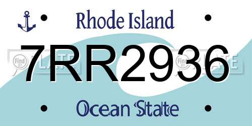 7RR2936 Rhode Island License Plate