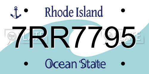 7RR7795 Rhode Island License Plate