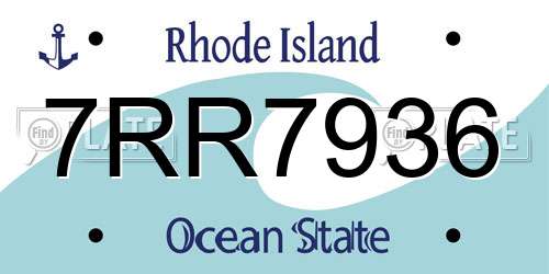 7RR7936 Rhode Island License Plate