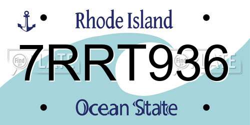 7RRT936 Rhode Island License Plate