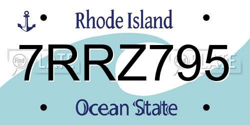 7RRZ795 Rhode Island License Plate