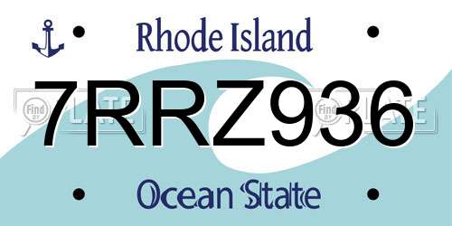 7RRZ936 Rhode Island License Plate