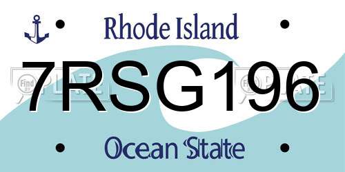 7RSG196 Rhode Island License Plate