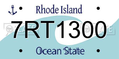 7RT1300 Rhode Island License Plate