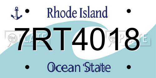 7RT4018 Rhode Island License Plate