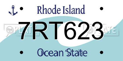 7RT623 Rhode Island License Plate