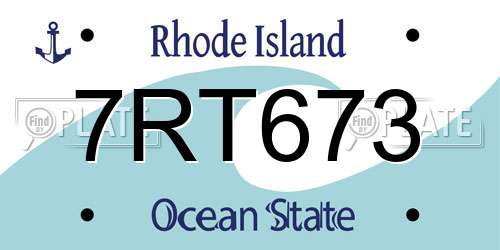 7RT673 Rhode Island License Plate