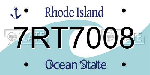 7RT7008 Rhode Island License Plate