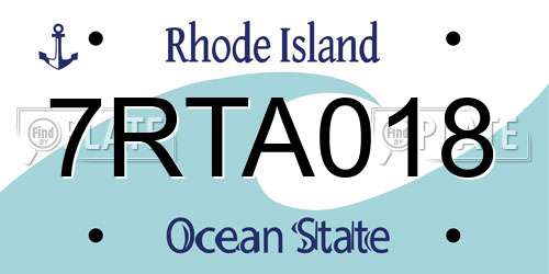7RTA018 Rhode Island License Plate