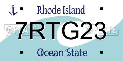 7RTG23 Rhode Island License Plate