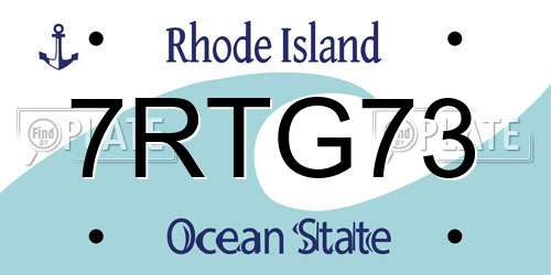 7RTG73 Rhode Island License Plate