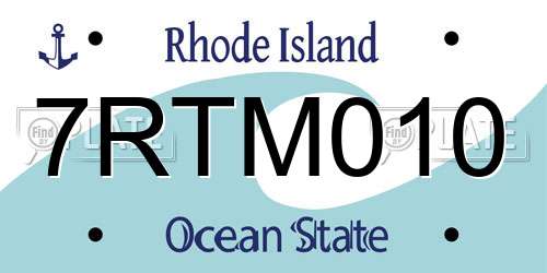 7RTM010 Rhode Island License Plate