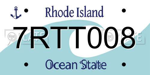 7RTT008 Rhode Island License Plate